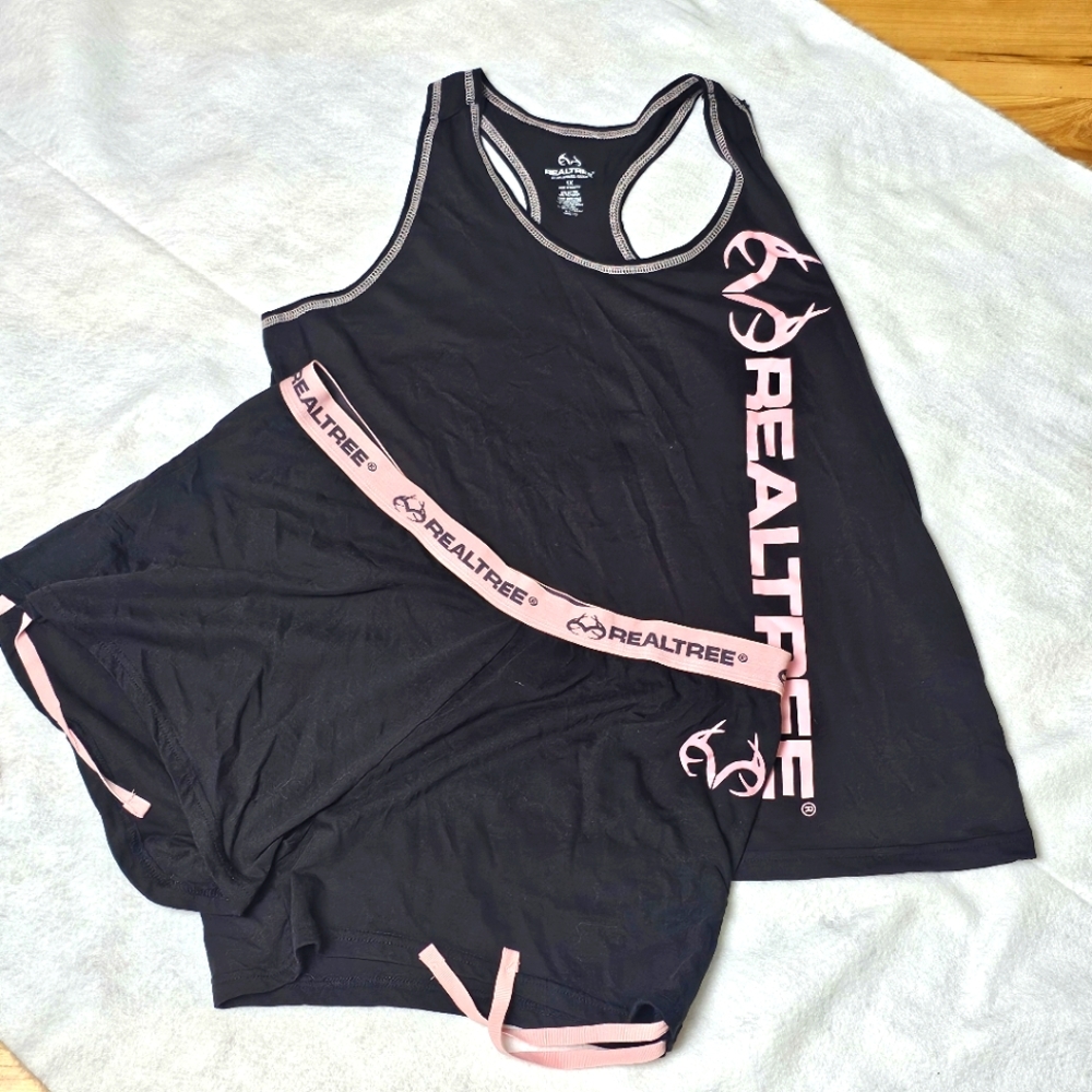 RealTree American Original 2pc Pj Lounge Wear Set Sleepwear 1X Cinch Shorts Tank